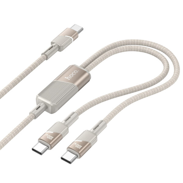 Καλώδιο Σύνδεσης Hoco U139 USB-C σε 2xUSB-C PD100W 20V/5A Braided Χρυσό 1.2m