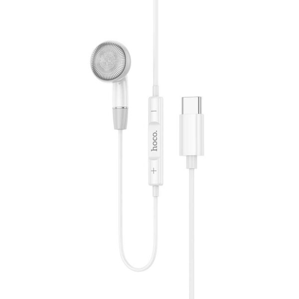 Hands Free Hoco. DM53 Unilateral Earphones USB-C με Μικρόφωνο και Πλήκτρο Λειτουργίας 1.2m Λευκά Συμβατό με όλες τις Συσκευές