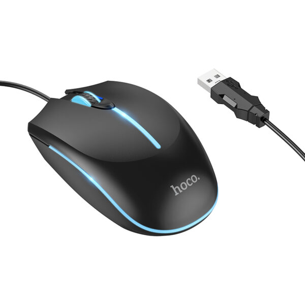 Ενσύρματο Ποντίκι Gaming Hoco GM37 Wonderful με 4 Πλήκτρα, Φωτισμό, 2400 DPI Μαύρο