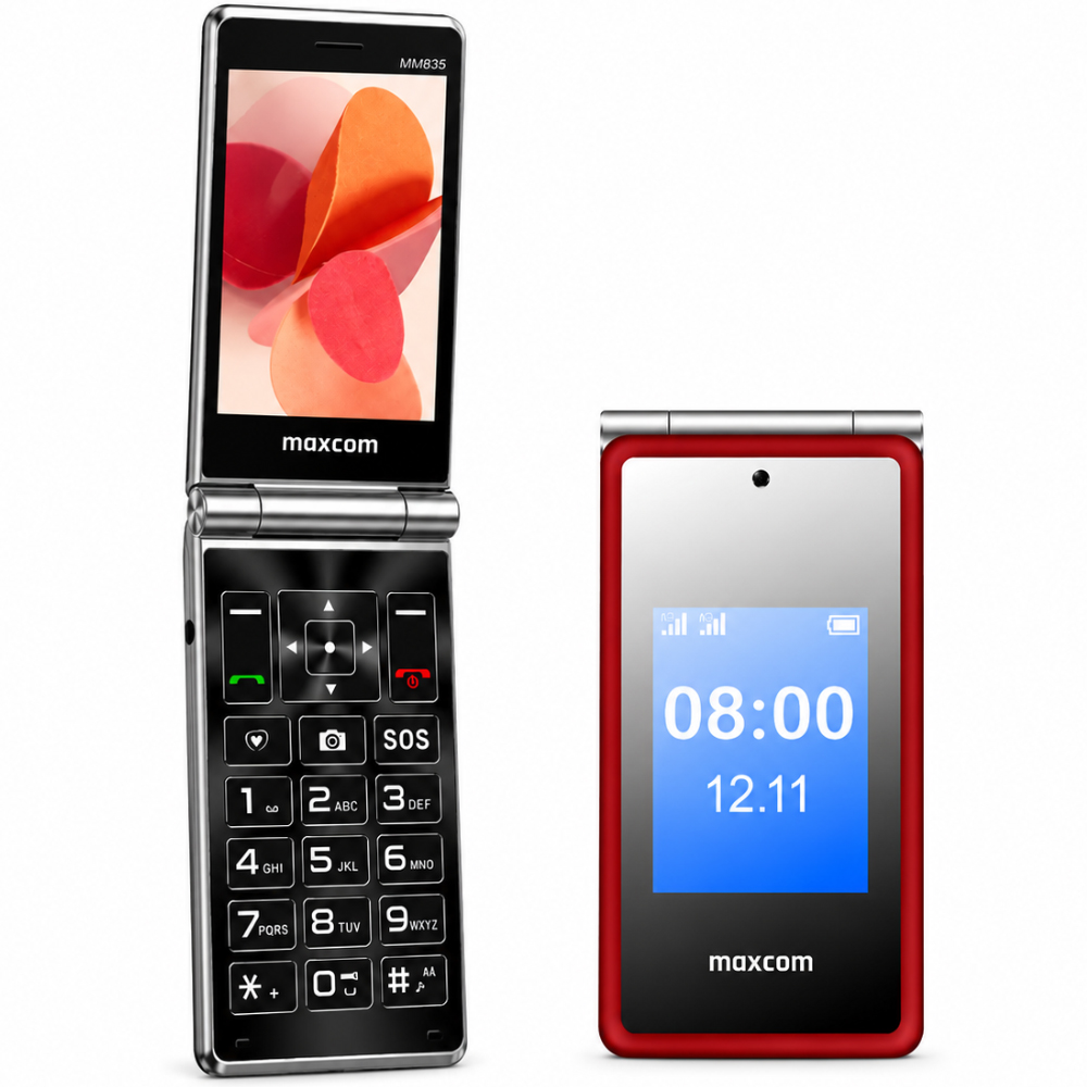 Maxcom MM835 4G (Dual Sim) 3.5"+ 2.4” με Κάμερα, Φακό, Ραδιόφωνο και Πλήκτρο Έκτακτης Ανάγκης Κόκκινο