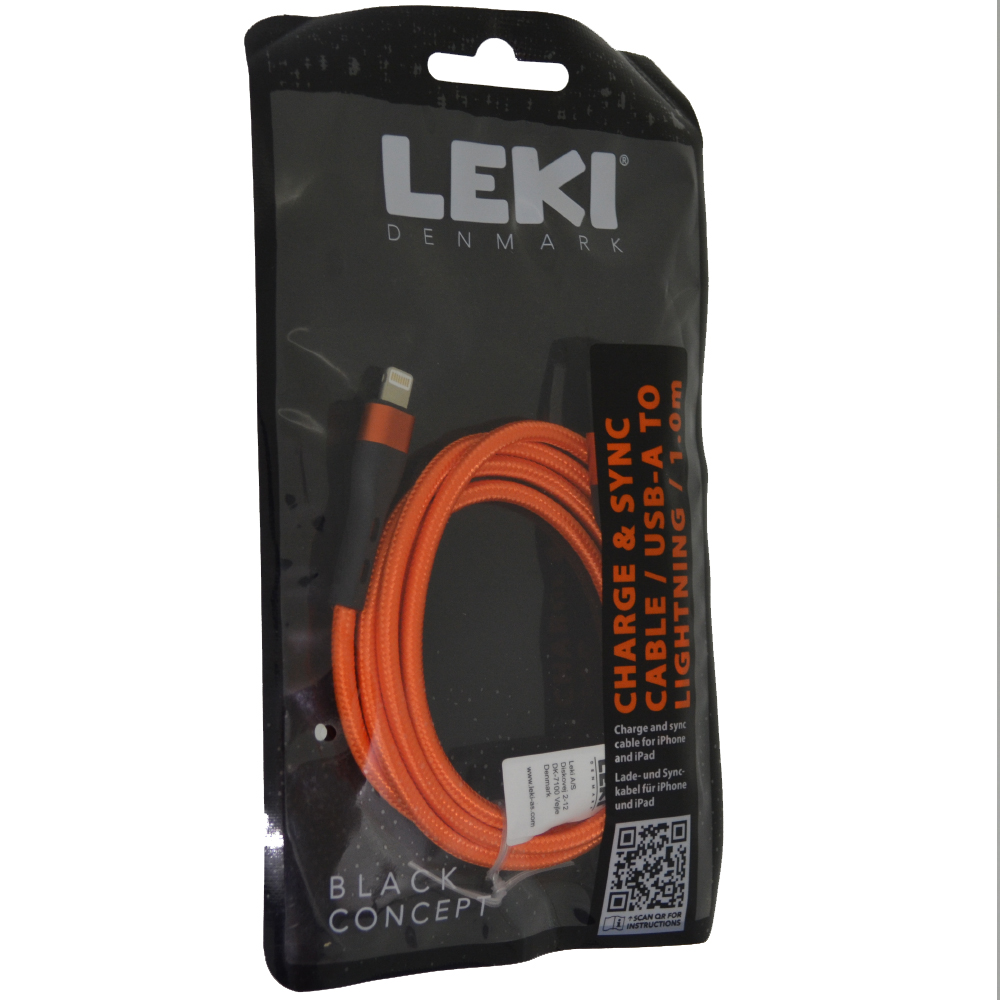46996.jpg Καλώδιο Σύνδεσης και Φόρτισης Leki Black Concept USB-A σε Lightning Braided Πορτοκαλί 1m