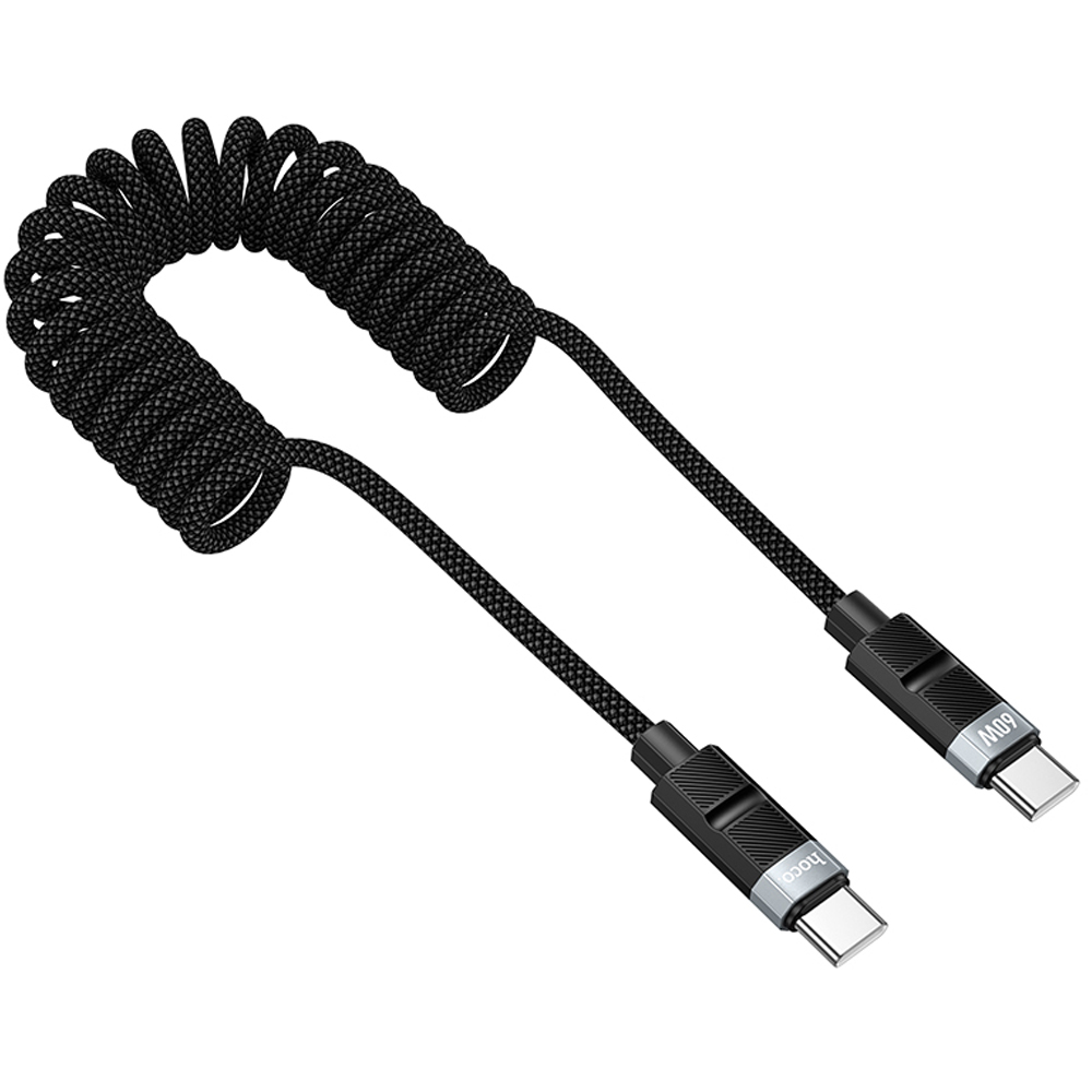 Καλώδιο Hoco. DU59 Bamboo USB-C σε USB-C 60W Spring Braided Μαύρο 1.5m