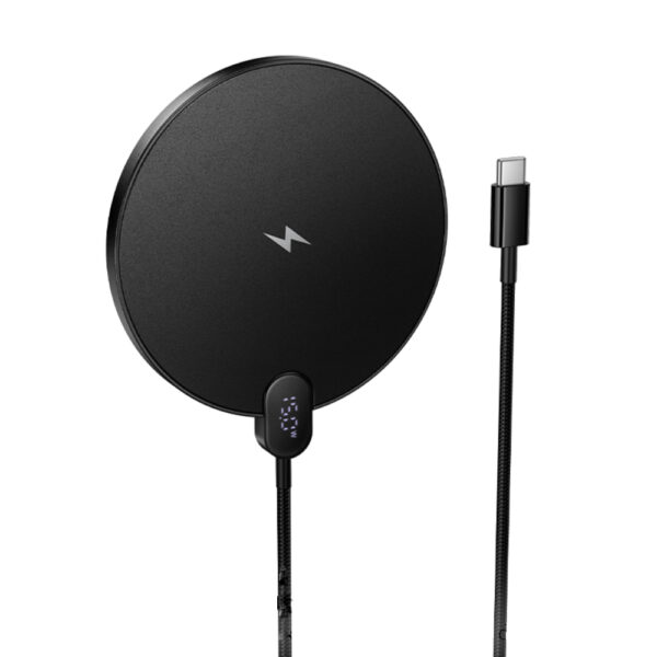 Ασύρματος Φορτιστής Hoco CW62 Peak PD15W Ultra-thin με Ψηφιακή Ένδειξη Φόρτισης 1.2m Μαύρος