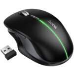 Ασύρματο Επαναφορτιζόμενο Ποντίκι Hoco GM40 Dixon RGB Wireless 2.4GHz Bluetooth 5.0 με 7 Πλήκτρα 1600 DPI Μαύρο