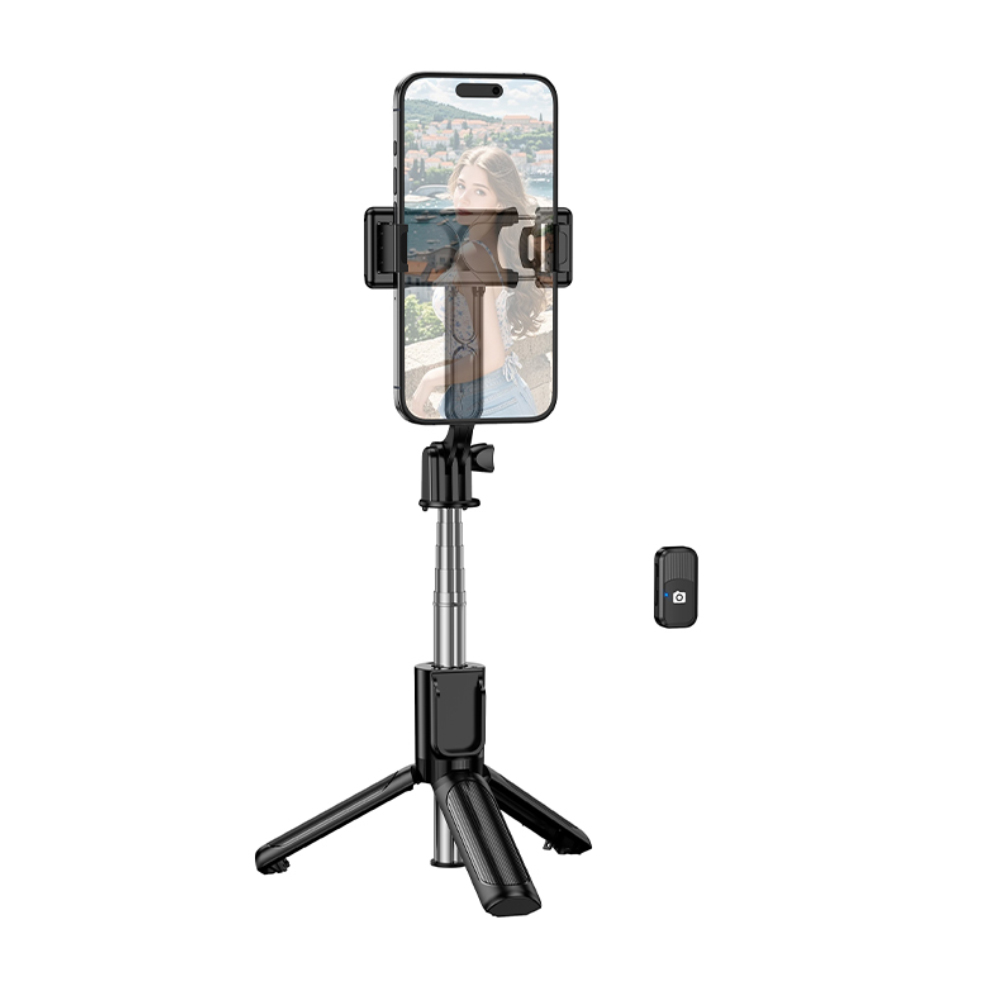 Selfie Stick Borofone BY14 Graceful Mini για Συσκευές 4.5"-7.0" με Τηλεχειριστήριο 120mAh Bluetooth v5.2 Μαύρο