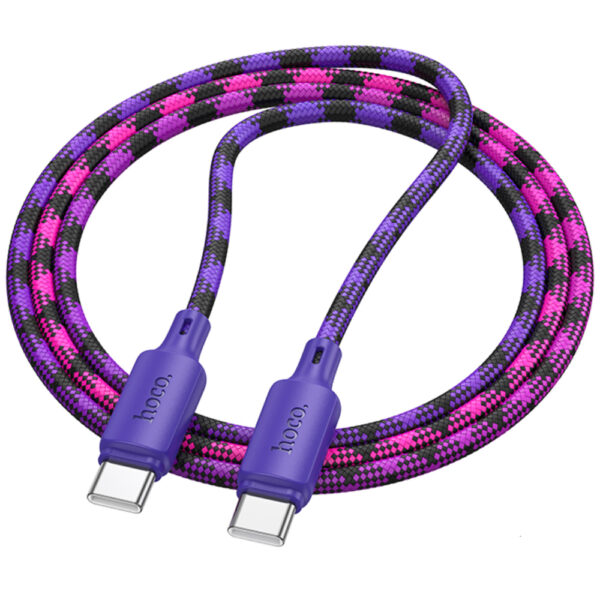 Καλώδιο Hoco X116 Meridian USB-C σε USB-C 60W 3A Braided Πολύχρωμο Μωβ 1m