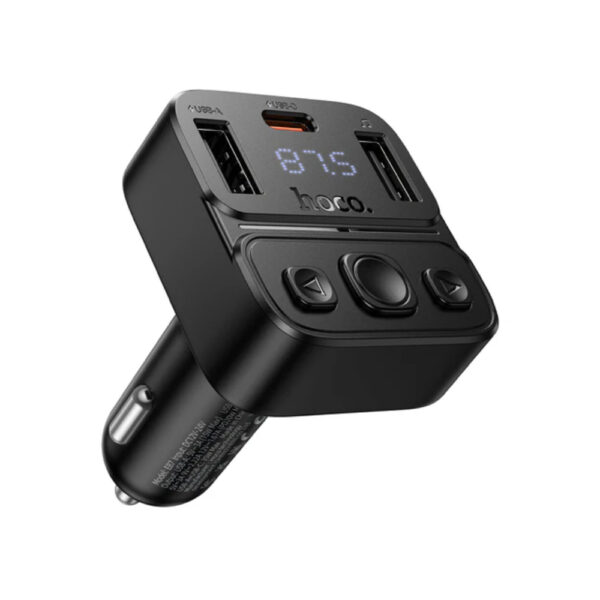 Bluetooth FM Transmitter Hoco E87 Delta 35W με 2xUSB-A και 1xUSB-C PD20W BT5.4 Υποστηρίζει Αναπαραγωγή Μουσικής απο USB και Απάντηση Κλήσεων