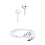 Hands Free Acefast L7 Earphones Stereo USB-C με Μικρόφωνο Braided Λευκό 1.2m. Συμβατά με Όλες τις Συσκευές USB-C.