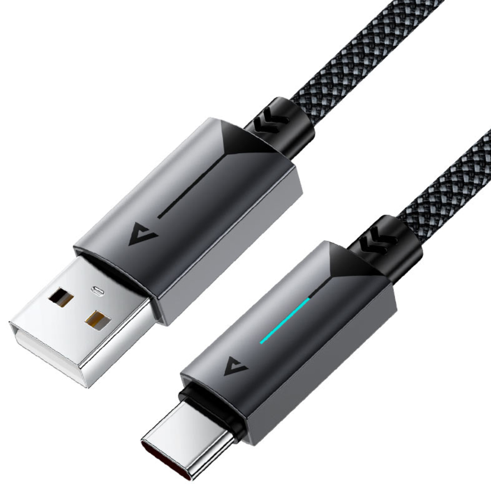 Καλώδιο Acefast C19-04 Μεταλλικό USB-A σε USB-C 3.0A Γρήγορη Φόρτιση USB2.0 με Ένδειξη Φόρτισης Braided Μαύρο 1.2m