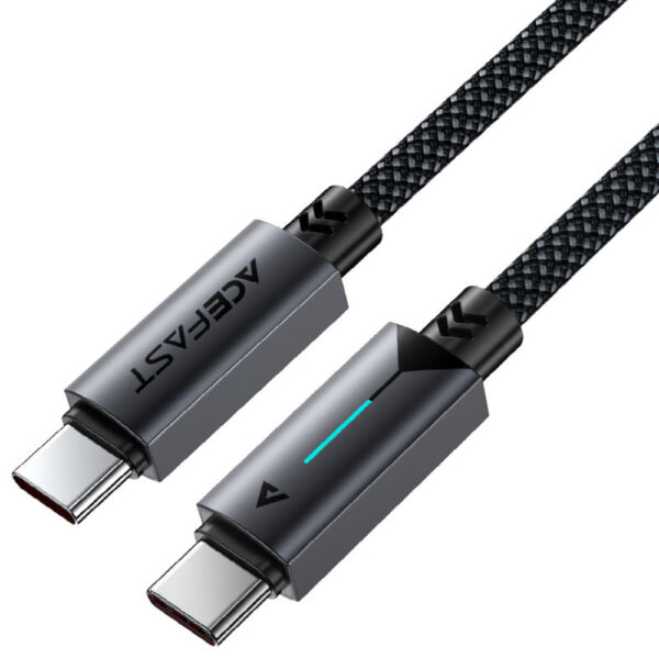 Καλώδιο Acefast C19-03 Μεταλλικό USB-C σε USB-C 60W 3.0A Γρήγορη Φόρτιση USB2.0 με Ένδειξη Φόρτισης Braided Μαύρο 1.2m
