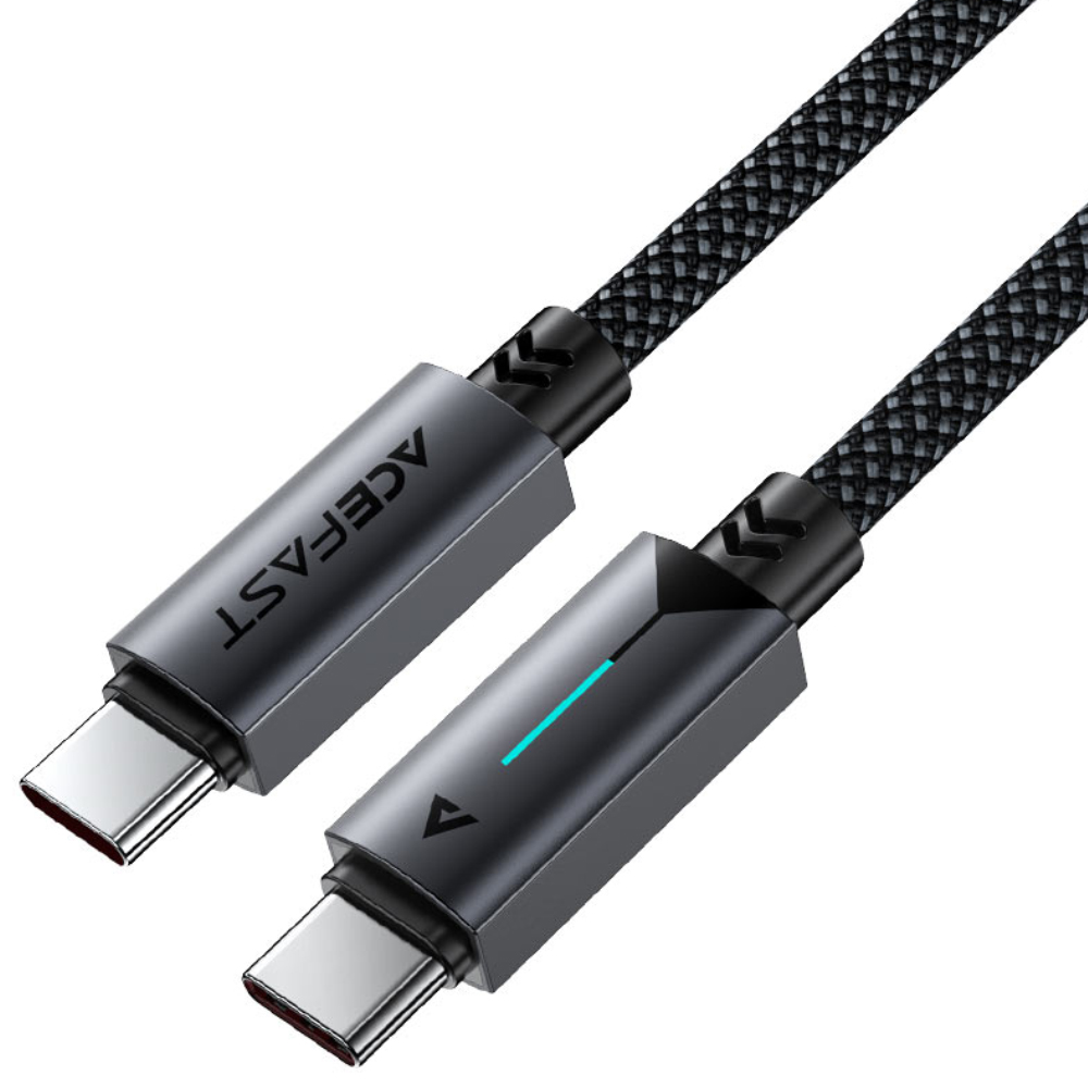 Καλώδιο Acefast C19-03 Μεταλλικό USB-C σε USB-C 60W 3.0A Γρήγορη Φόρτιση USB2.0 με Ένδειξη Φόρτισης Braided Μαύρο 1.2m