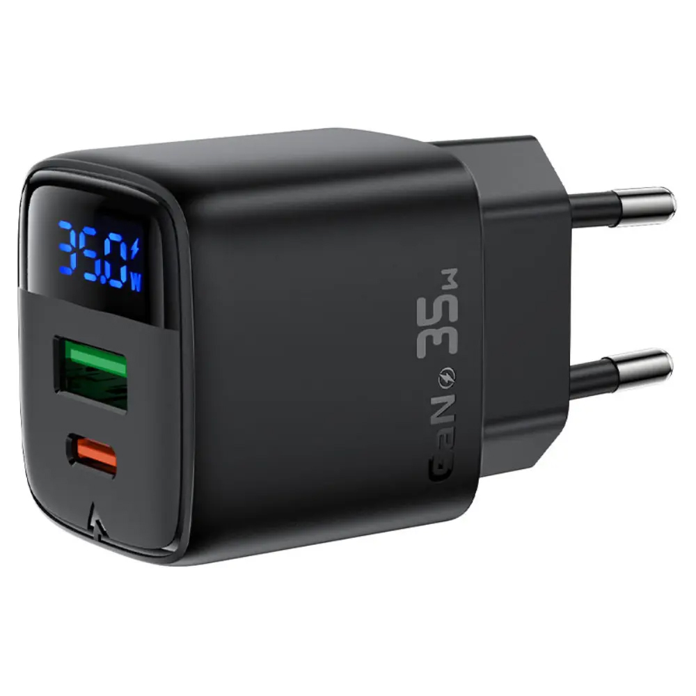 Φορτιστής Ταξιδίου Acefast A116 Fast Charging USB-C PD35W GaN με Digital Ένδειξη Μαύρος
