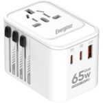 Παγκόσμιος Φορτιστής Ταξιδίου Energizer ETC650 US/AU UK EU με 1xUSB-A QC 30W και 2xUSB-C PD65W GaN Λευκός