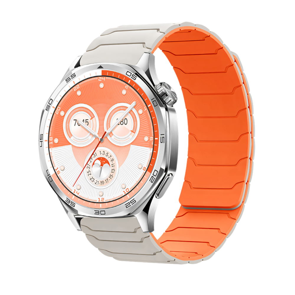 Watchband Hoco WH21 Flexible Silicon Μαγνητικό για Samsung Huawei Xiaomi Vivo OPPO κα 22mm Universal Λευκό με Πορτοκαλί