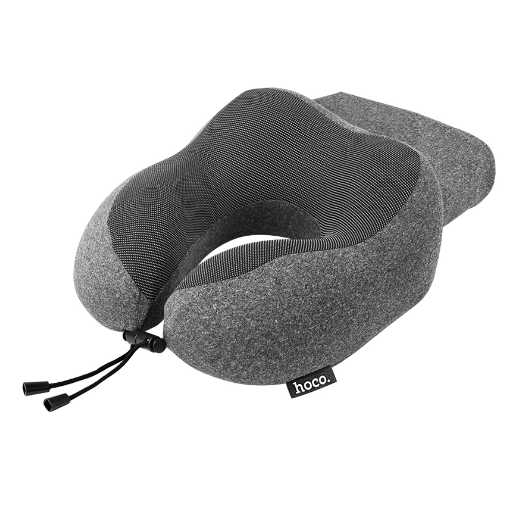 Μαξιλάρι Ταξιδίου Hoco HX70 U-Shaped με Memory Foam με Λουράκι και Θήκη Μεταφοράς Γκρι