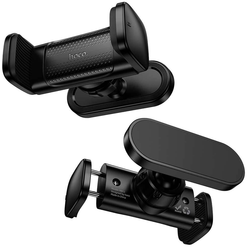 Επιτραπέζια Μαγνητική Mini Βάση Στήριξης Hoco HD12 για Συσκευές 4.5" - 7" (55-88mm) για όλες τις Επίπεδες Μεταλλικές Επιφάνειες Μαύρη