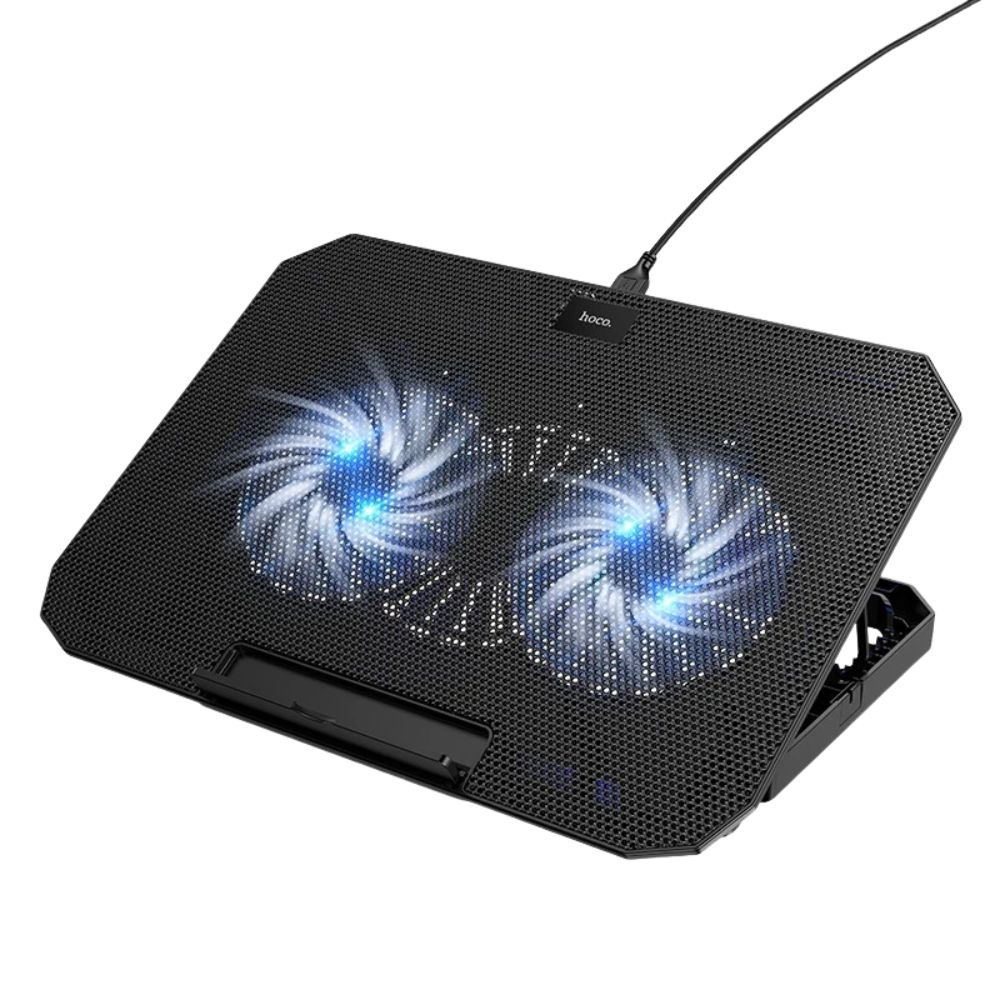 50366.jpg Laptop Cooler Hoco GA4 Jade Μαύρο με 2 Ανεμιστηράκια 7 Επιπέδων Έντασης και Φωτισμό για Φορητούς Υπολογιστές έως 17"