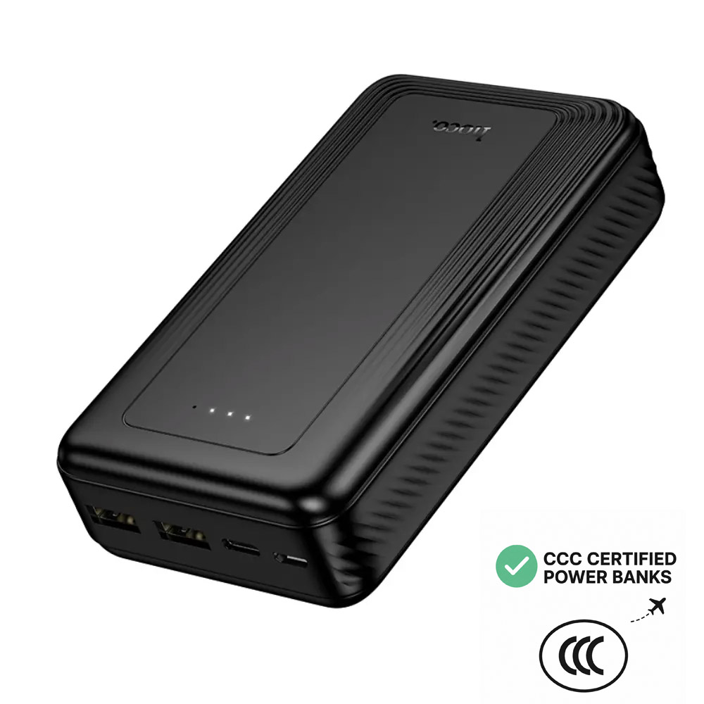 50389.jpg Power Bank Hoco J165A 20000mAh 2xUSB-A 1xUSB-C 1xMicro USB 5V/2A και LED Ένδειξη Μπαταρίας με Πιστοποιητικό CCC Μαύρο