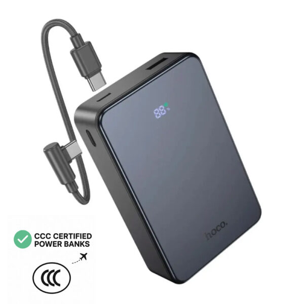 Power Bank Hoco J170A Starlight 20000mAh 1xUSB-A 22.5W 2xUSB-C PD20W LED και Braided Καλώδιο USB-C σε UB-C με Πιστοποιητικό CCC Μαύρο