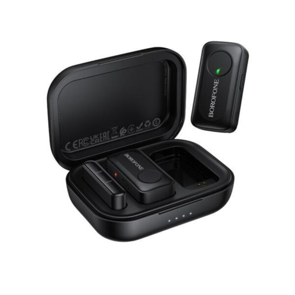 Σετ 2 Μικρόφωνα Πέτου Lavalier Borofone BFK17 ENC USB-C με Ακτίνα Λειτουργίας 15m Μαύρα