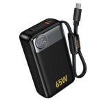 Power Bank Hoco Q53 Skillful 12000mAh PD65W QC3.0 1xUSB-C 1xUSB-A με Ενσωματωμένο Καλώδιο USB-C και LED Ένδειξη Μαύρο