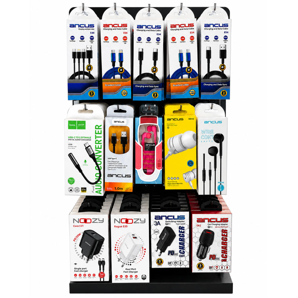 Stand με Αξεσουάρ Φορτιστές, Καλώδια Σύνδεσης, Hands Free 115 Τεμαχίων 14 Γάντζων Stand 51056