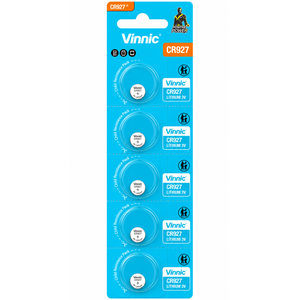 52718.jpg Buttoncell Lithium Vinnic CR927 3V Τεμ. 5 με Διάτρητη Συσκευασία