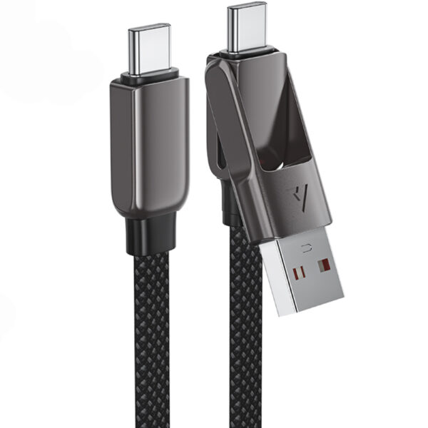 Καλώδιο Acefast C13-04 USB-C σε USB-C / USB-A 3A 60W Braided Μαύρο 1.2m