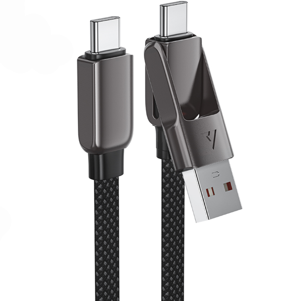 Καλώδιο Acefast C13-04 USB-C σε USB-C / USB-A 3A 60W Braided Μαύρο 1.2m
