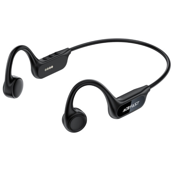 Bluetooth Hands Free Acefast N10 Neckband ENC v6.0 220mAh 12hrs Αναπαραγωγής IP68 με 8GB Μνήμη για Χρήση χωρίς Bluetooth Μαύρα