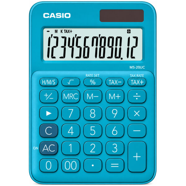 Αριθμομηχανή Dual 12 Ψηφίων LCD Display Casio MS-20UC-BU Μπλε