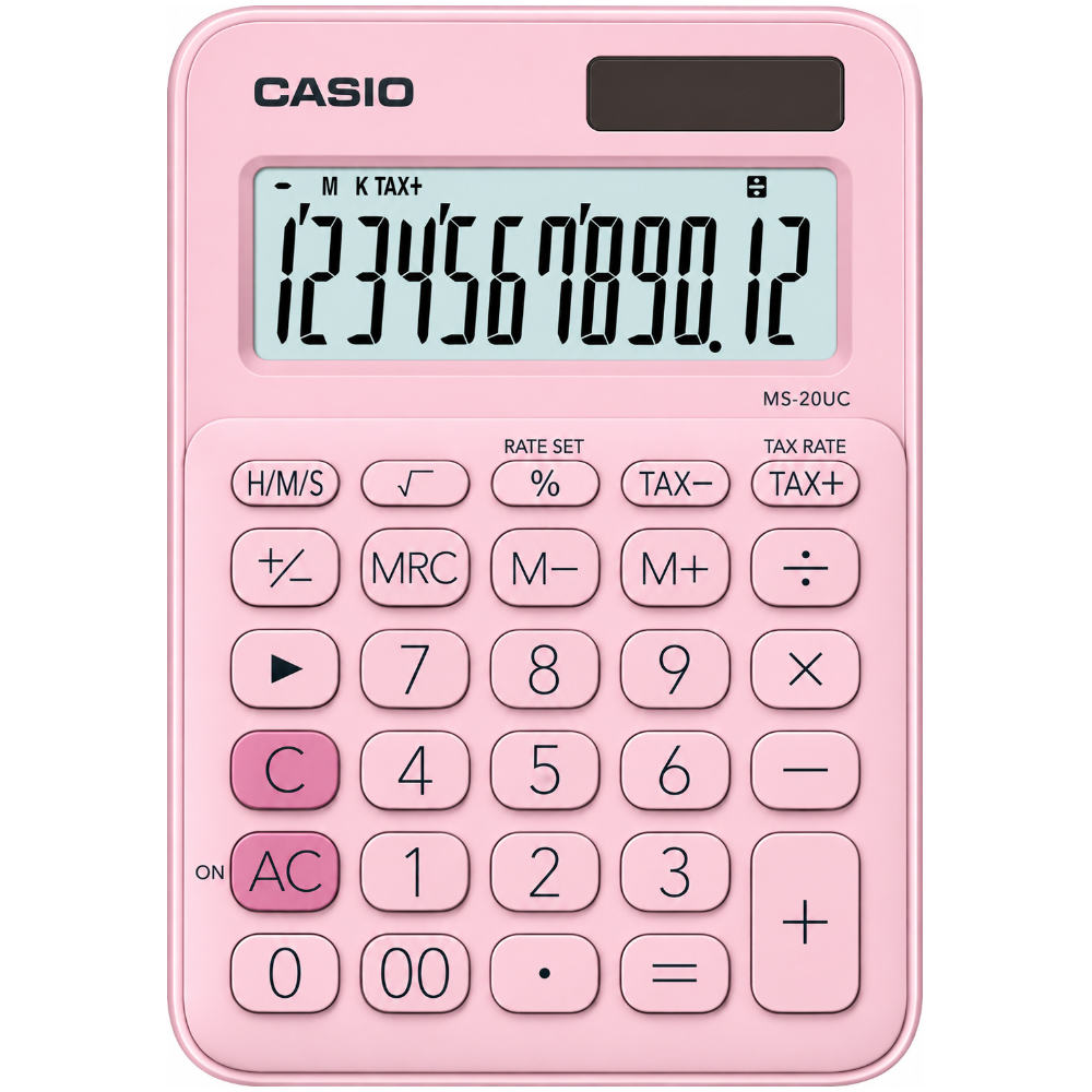 Αριθμομηχανή Dual 12 Ψηφίων LCD Display Casio MS-20UC-PK Ροζ