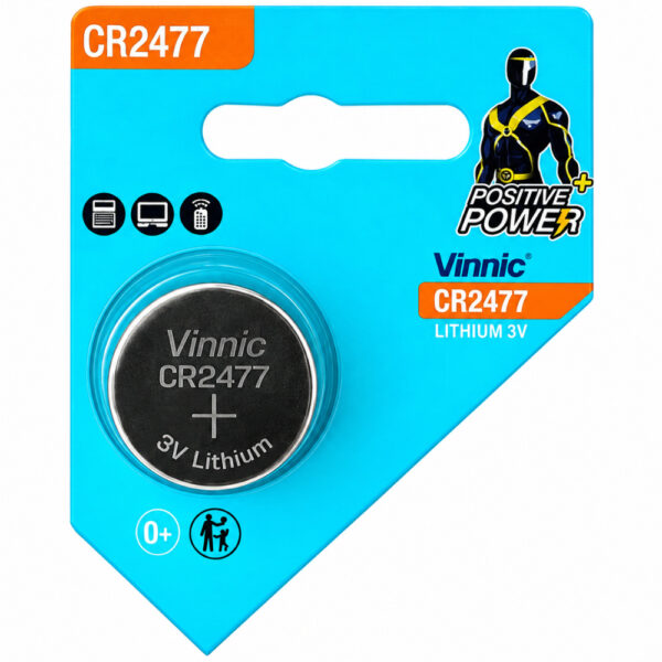Buttoncell Vinnic CR2477 3V με Διάτρητη Συσκευασία 1 Τεμάχιο