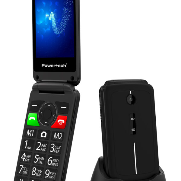 POWERTECH κινητό τηλέφωνο Sentry 2.8, 2.8", dual SIM, πλήκτρο SOS, μαύρο