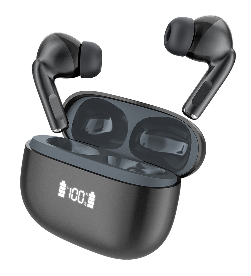 W72-BK.jpg CELEBRAT earphones με θήκη φόρτισης W72, True Wireless, 10mm, 33/380mAh, ANC & ENC, μαύρα